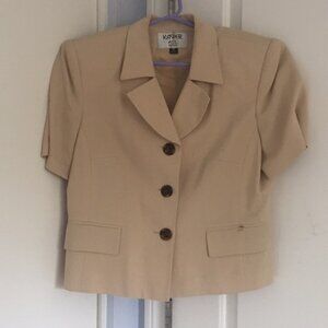 Tan blazer with tortoise buttons